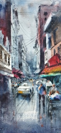 Farrukh Naseem, 10 x 22 Inch, Watercolor On Paper, Cityscape Painting,AC-FN-076